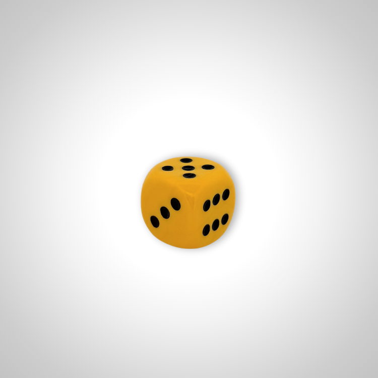 Imperfectly Opaque Yellow/black 30mm d6 dice w/pips (Chessex Off Colour Single D6)
