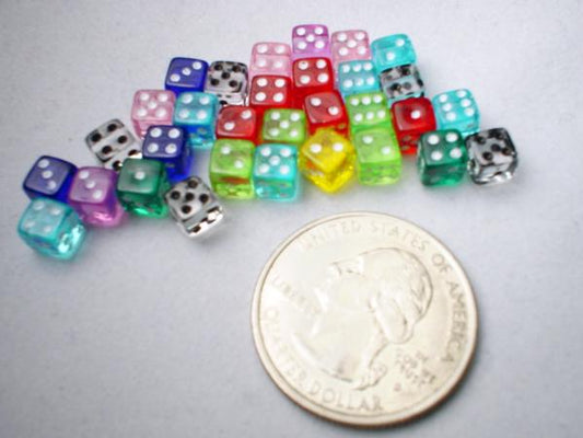 Koplow Transparent 30 Assorted Mini 5mm D6 Dice