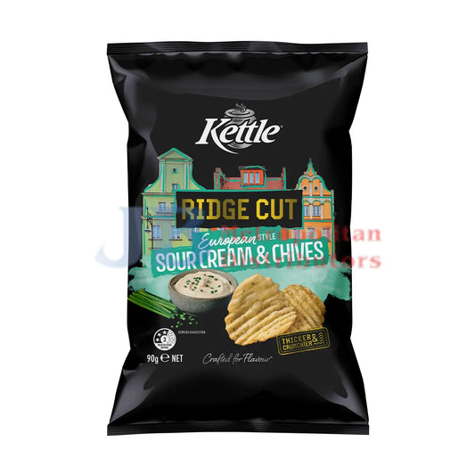 Kettle Chips Sour Cream & Chives Ridge Cut Chips (90g)