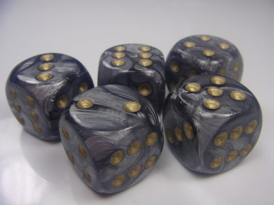 Leaf Steel/Gold 20mm d6 dice w/pips (Single Die)