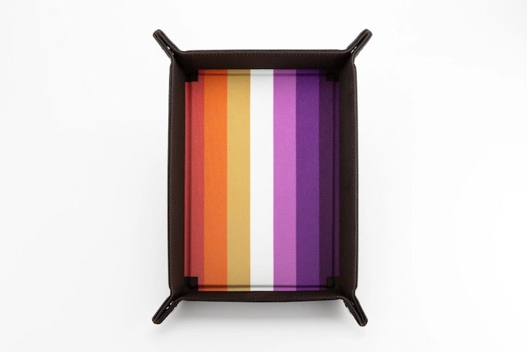 Lesbian Flag Pride Velvet Dice Tray With Leather Backing