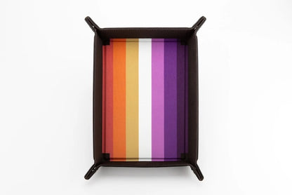 Lesbian Flag Pride Velvet Dice Tray With Leather Backing