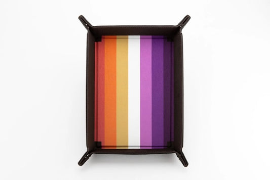 Lesbian Flag Pride Velvet Dice Tray With Leather Backing