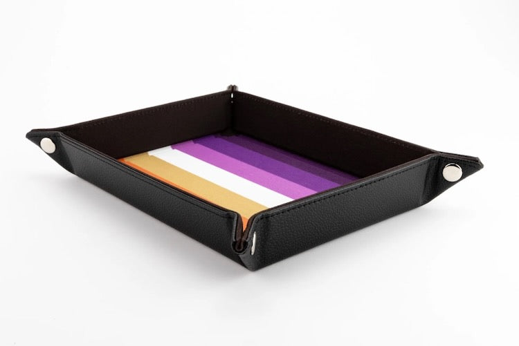 Lesbian Flag Pride Velvet Dice Tray With Leather Backing