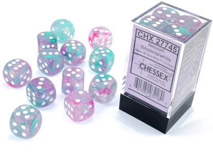 Luminary Nebula Wisteria/white 16mm d6 Dice Block (12 Dice)