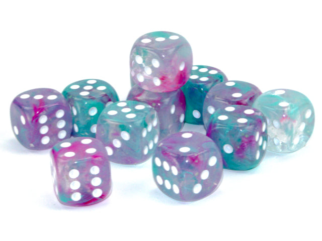 Luminary Nebula Wisteria/white 16mm d6 Dice Block (12 Dice)