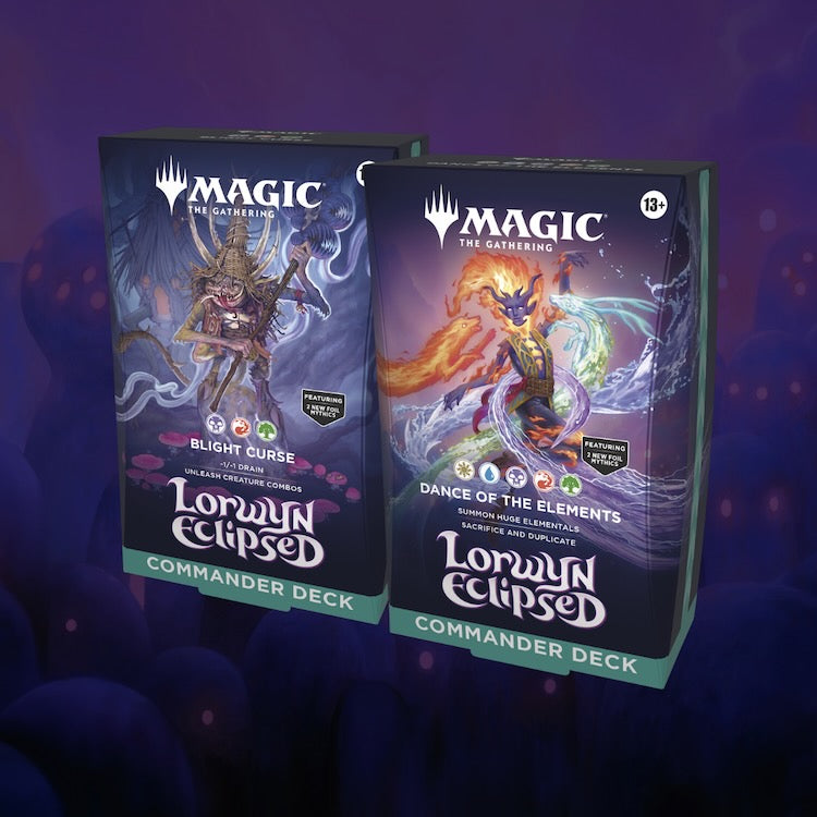 Magic: The Gathering Lorwyn Eclipsed Commander Deck Bundle - Includes 2 Decks (Blight Curse, Dance of the Elements)