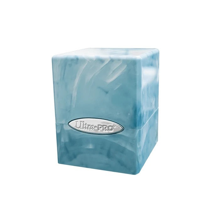 Marble Satin Cube - Light Blue / White