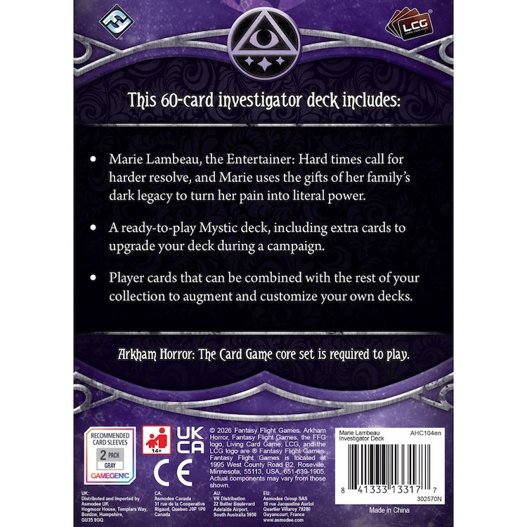 [PREORDER 17 APRIL] Marie Lambeau Investigator Deck (Arkham Horror: The Card Game)
