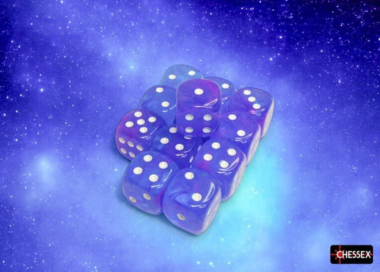 CHX27767: Nebula Aura/white Luminary 16mm d6 Dice Block (12 dice)