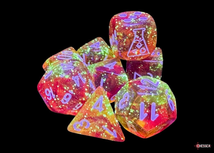 Nebula Molten/white Luminary Polyhedral Dice Set