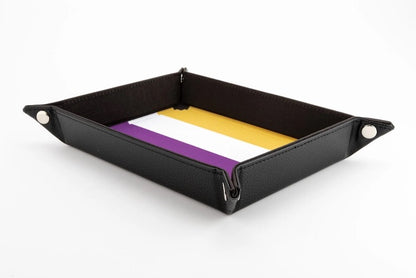 Nonbinary Flag Pride Velvet Dice Tray With Leather Backing