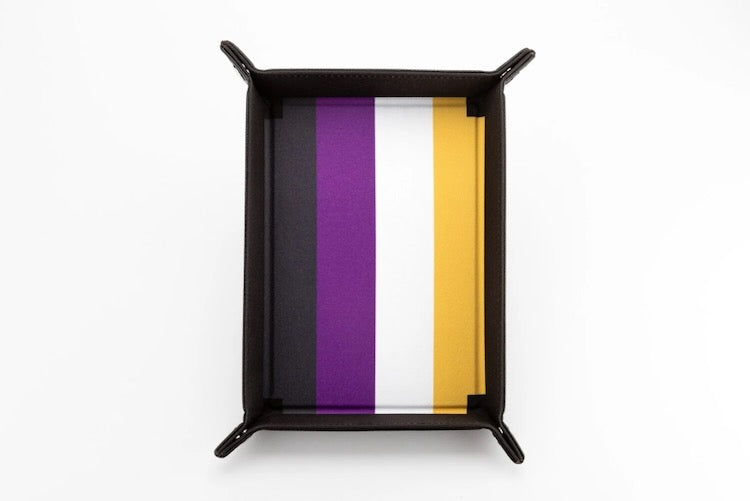 Nonbinary Flag Pride Velvet Dice Tray With Leather Backing
