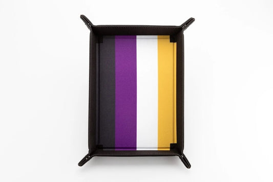 Nonbinary Flag Pride Velvet Dice Tray With Leather Backing