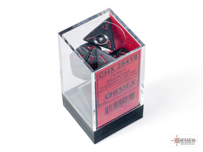 Opaque Black/red Polyhedral 7-Dice Set