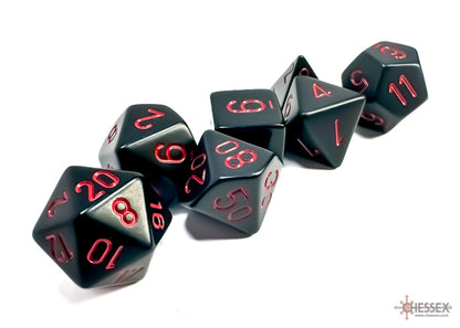 Opaque Black/red Polyhedral 7-Dice Set