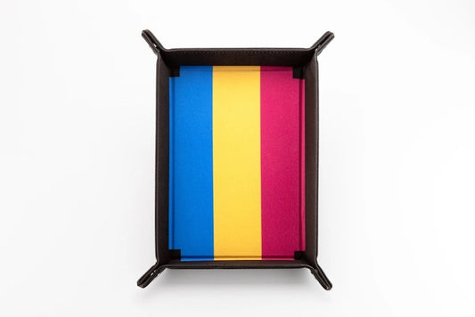 Pansexual Flag Pride Velvet Dice Tray With Leather Backing