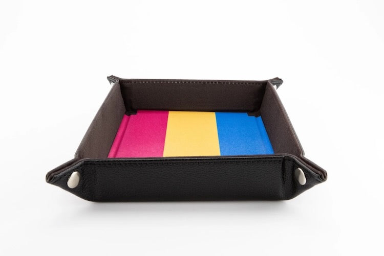 Pansexual Flag Pride Velvet Dice Tray With Leather Backing