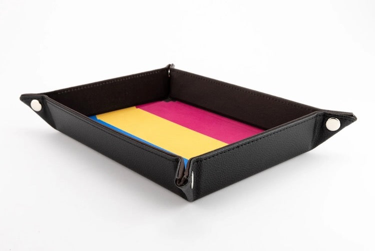 Pansexual Flag Pride Velvet Dice Tray With Leather Backing