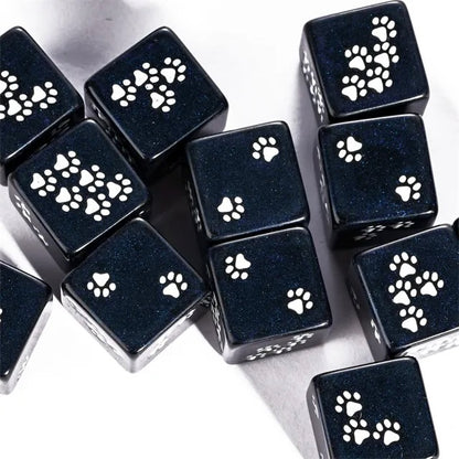Pawprint Dice Set – Midnight Sparkle D6 (6 Dice)