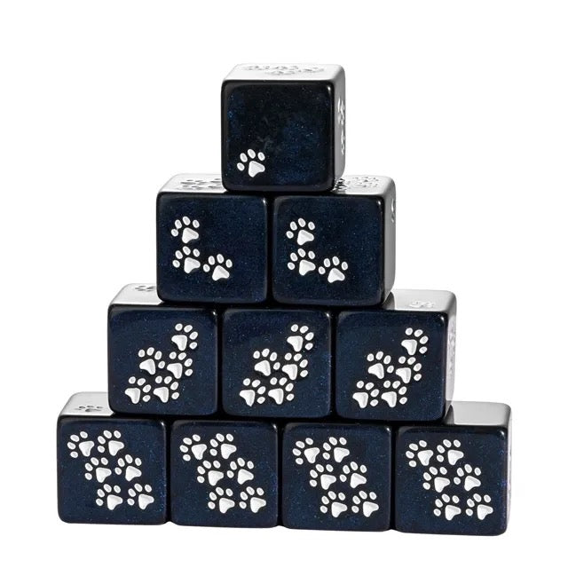 Pawprint Dice Set – Midnight Sparkle D6 (6 Dice)