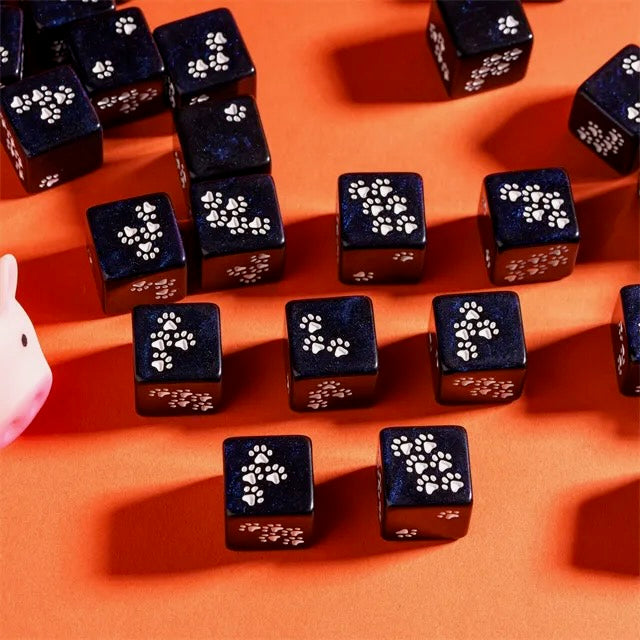 Pawprint Dice Set – Midnight Sparkle D6 (6 Dice)