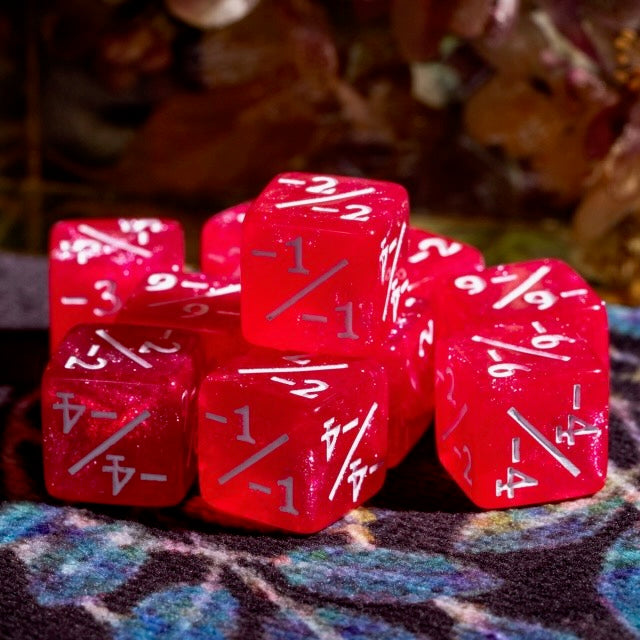 Pink Glitter MTG Negative Counter Dice (12mm Single) – Behold Games