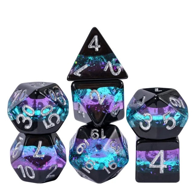 Purple Mort Bleu Layered Glitter Dice Set