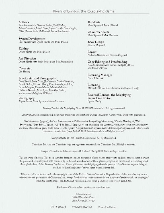Rivers of London: The Roleplaying Game