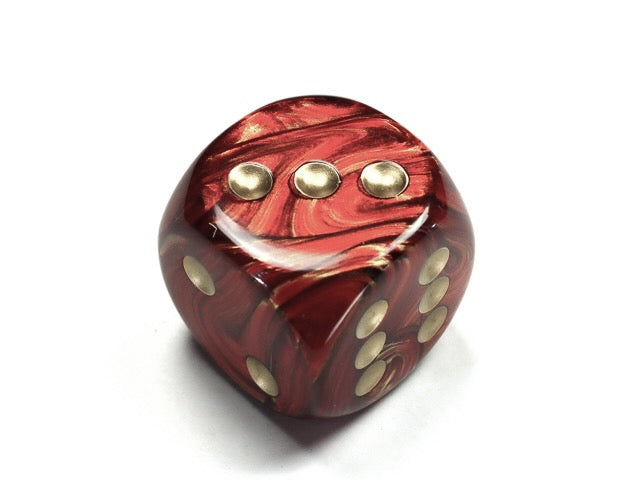 Scarab Scarlet/gold 20mm d6 dice w/pips (Single Die)