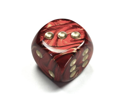 Scarab Scarlet/gold 20mm d6 dice w/pips (Single Die)