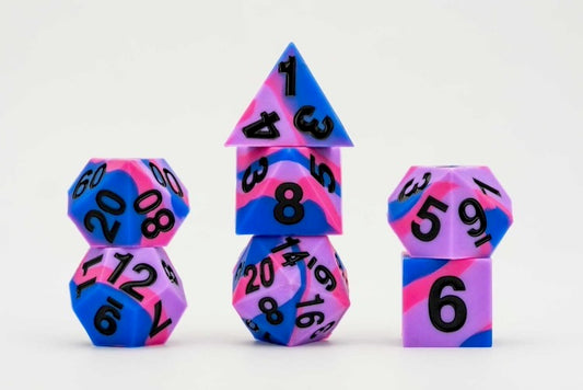Sharp Edge Silicone Rubber Dice Set: Bisexual Pride