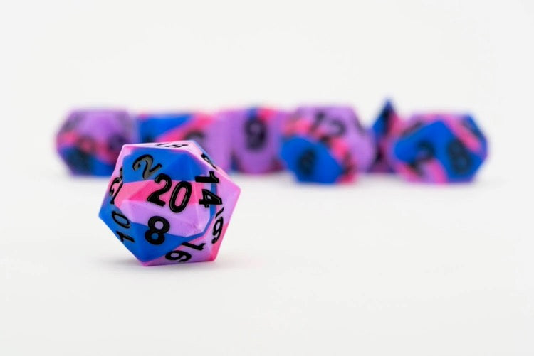 Sharp Edge Silicone Rubber Dice Set: Bisexual Pride