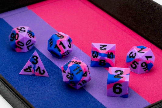 Sharp Edge Silicone Rubber Dice Set: Bisexual Pride