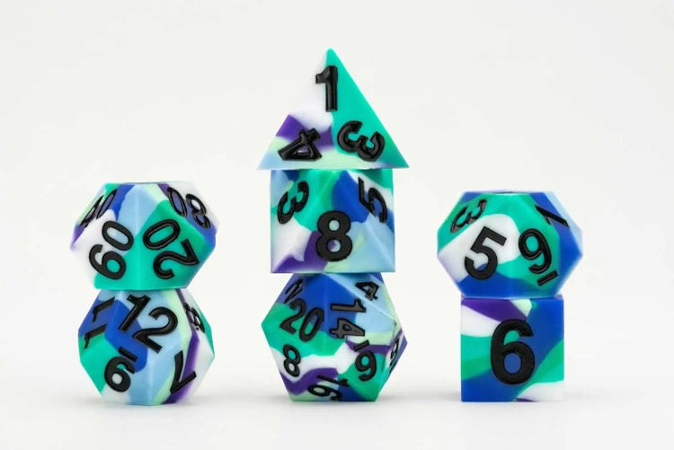 Sharp Edge Silicone Rubber Dice Set: Gay Pride