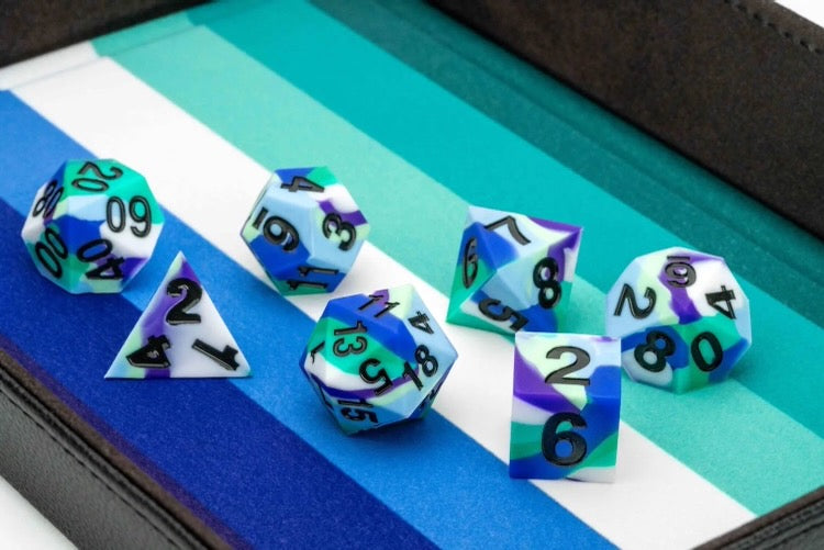 Sharp Edge Silicone Rubber Dice Set: Gay Pride