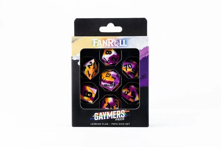 Sharp Edge Silicone Rubber Dice Set: Lesbian Pride