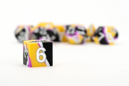 Sharp Edge Silicone Rubber Dice Set: Non-binary Pride