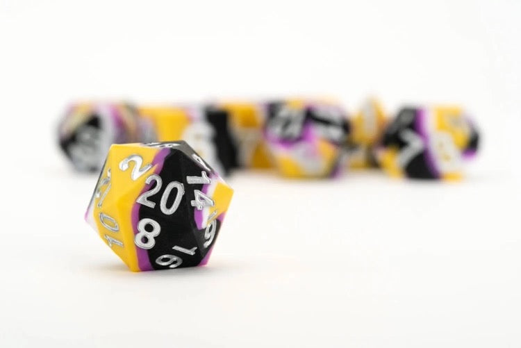 Sharp Edge Silicone Rubber Dice Set: Non-binary Pride