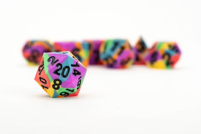Sharp Edge Silicone Rubber Dice Set: Rainbow Pride Flag