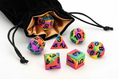 Sharp Edge Silicone Rubber Dice Set: Rainbow Pride Flag