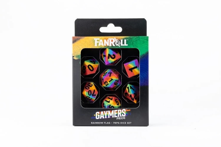 Sharp Edge Silicone Rubber Dice Set: Rainbow Pride Flag