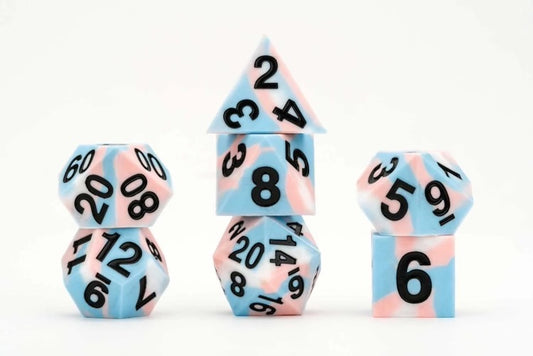 Sharp Edge Silicone Rubber Dice Set: Transgender Pride