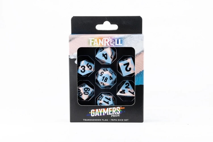 Sharp Edge Silicone Rubber Dice Set: Transgender Pride