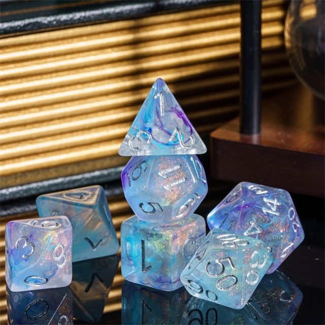 Starlit Veil Iridescent Nebula Dice Set