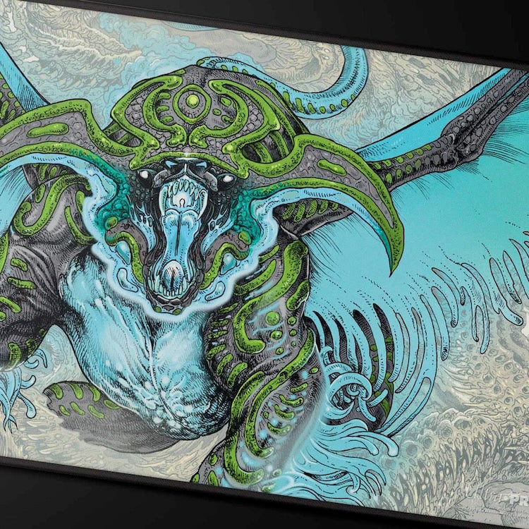 Tarkir Dragonstorm Ureni, the Song Unending Black Stitched Playmat for Magic: The Gathering