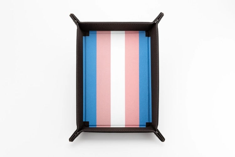 Transgender Flag Pride Velvet Dice Tray With Leather Backing