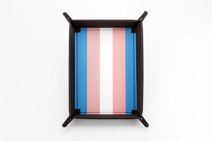 Transgender Flag Pride Velvet Dice Tray With Leather Backing