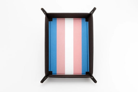 Transgender Flag Pride Velvet Dice Tray With Leather Backing