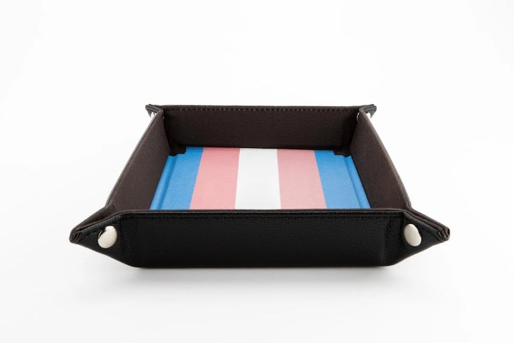 Transgender Flag Pride Velvet Dice Tray With Leather Backing